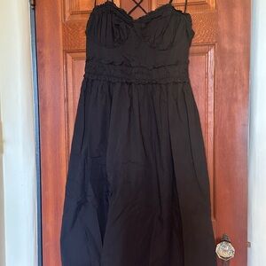 Anthropologie Black Cotton Midi Dress